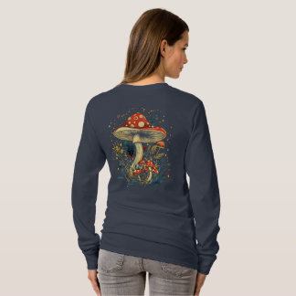 Amanita Muscaria Mushroom Botanical long sleeve  T-Shirt