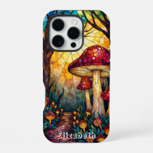 Amanita Muscaria Stained Glass Forest iPhone 16 Pro Case