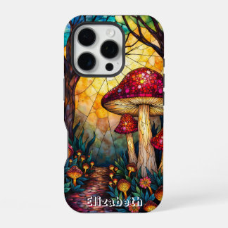 Amanita Muscaria Stained Glass Forest iPhone 16 Pro Case