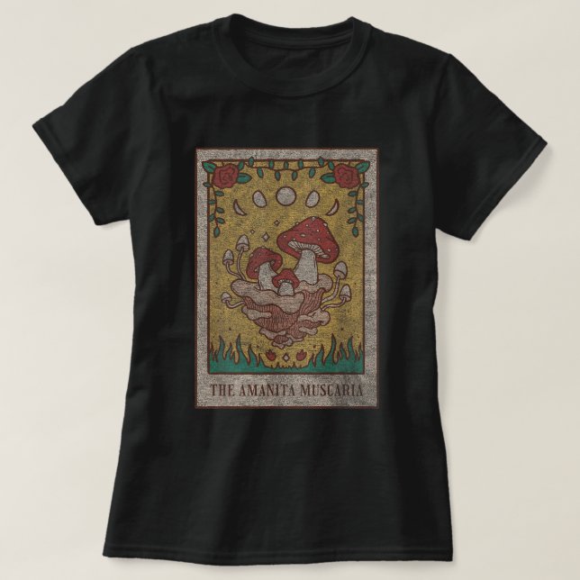 Amanita Muscaria Tarot Mushroom Design T-Shirt (Design Front)