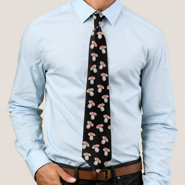 Amanita Muscaria Watercolor Trendy Shroom Pattern Tie (Creator Uploaded)