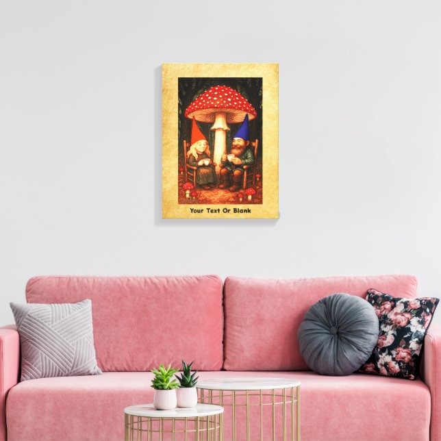 Amanita Mushroom and Gnomes Canvas Print (Insitu(LivingRoom))