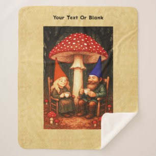 Amanita Mushroom and Gnomes Sherpa Blanket