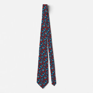Amanita Mushroom Pattern on Blue Fungus Fungi Tie