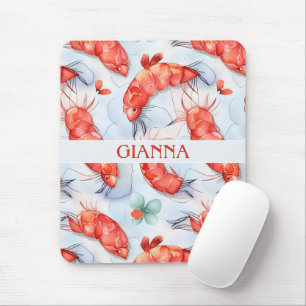 Amano Shrimp Watercolor Colorful Pattern Mouse Pad