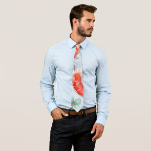Amano Shrimp Watercolor Colorful Pattern Tie