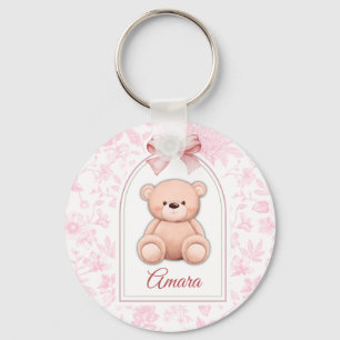 Amara   Custom Pink Teddy Bear Nursery Design  Key Ring