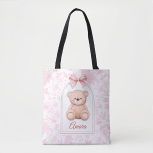 Amara   Custom Pink Teddy Bear Nursery Design  Tote Bag