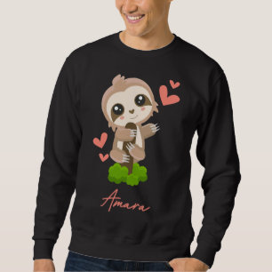 Amara Sloth Baby Girl Cute Hearts Sweatshirt