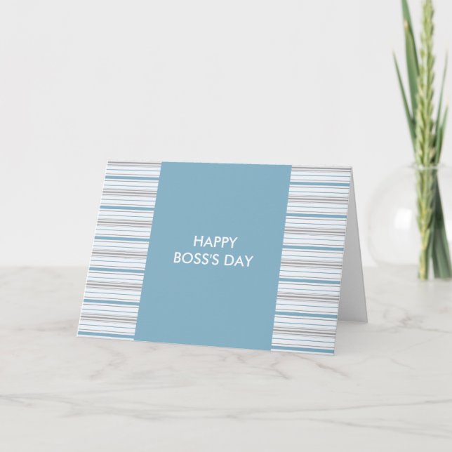 Amara Stripe Cornflower Happy Boss's Day Thank You Card (Front)
