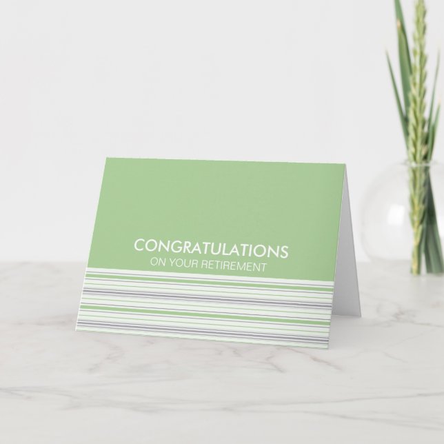Amara Stripe Pistachio Congratulations Retirement Card (Front)
