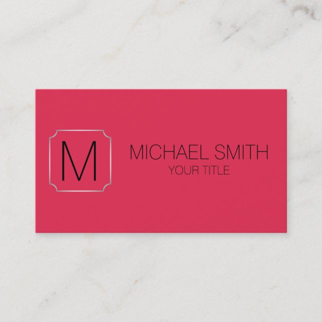 Amaranth colour background business card (Front)