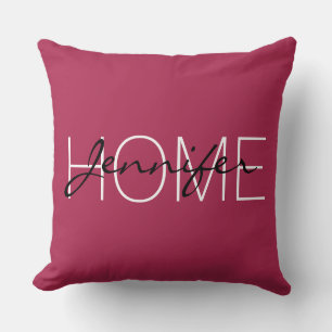 Amaranth deep pink colour home monogram cushion