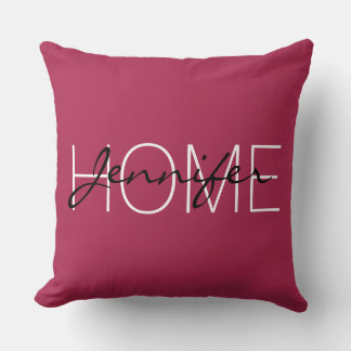 Amaranth deep pink colour home monogram cushion