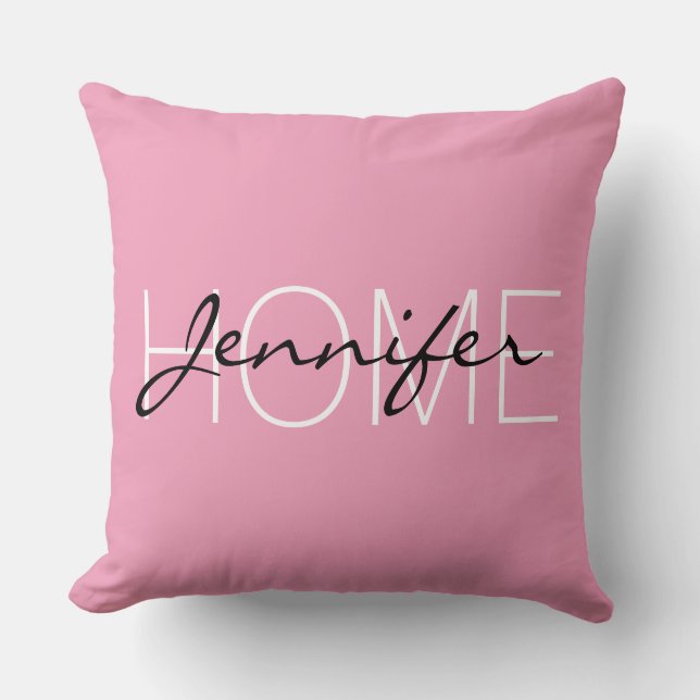Amaranth pink colour home monogram cushion (Front)