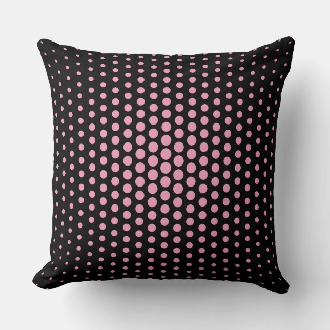 Amaranth pink Techno Dots Modern Black Cushion (Front)