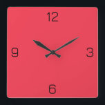 Amaranth Red F4364C Colour - Add Your Name Option Square Wall Clock<br><div class="desc">Add a name, initials or some text, or keep the colour alone. Colour coordinates with other items in the store based on the name and the HEX code (six-digit hex triplet) shown. Use this code to mix, match and customise any other item to go with this, or to add to...</div>