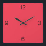 Amaranth Red F4364C Colour - Add Your Name Option Square Wall Clock<br><div class="desc">Add a name, initials or some text, or keep the colour alone. Colour coordinates with other items in the store based on the name and the HEX code (six-digit hex triplet) shown. Use this code to mix, match and customise any other item to go with this, or to add to...</div>
