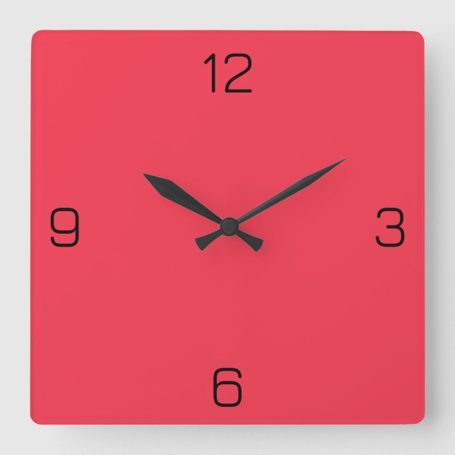 Amaranth Red F4364C Colour - Add Your Name Option Square Wall Clock (Front)