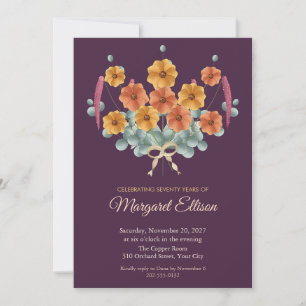 Amaranthus Bouquet Boho 70th Birthday Invitation