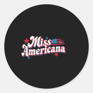 Amare Box America 4th Of July Miss Americana Retro Classic Round Sticker