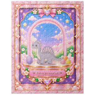 Amargasaurus Dinosaur, Kawaii Art Jigsaw Puzzle
