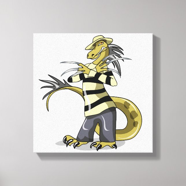 Amargasaurus Posing As Freddy Krueger. Canvas Print (Front)