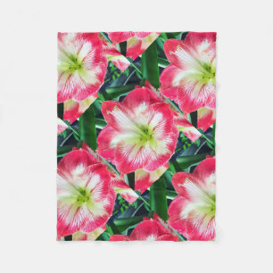 Amarilis  pink white colour gentle flower fleece blanket