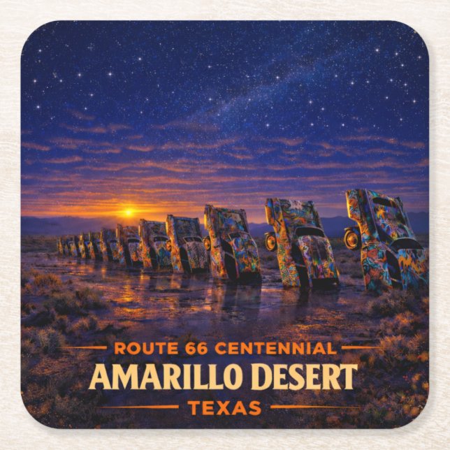 Amarillo Route 66 Barware Coaster Gift (Front)