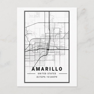 Amarillo Texas City Map Minimalist Art Postcard