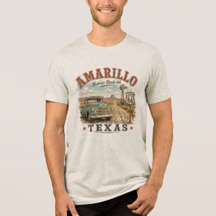 Amarillo Texas Historic Route 66 Vintage Truck Tri-Blend Shirt