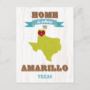 Amarillo, Texas Map – Home Is Where The Heart Is Postcard