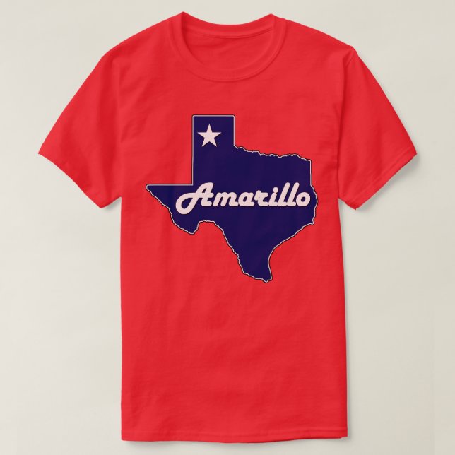 Amarillo Texas Navy Blue Lone State Map T-Shirt (Design Front)