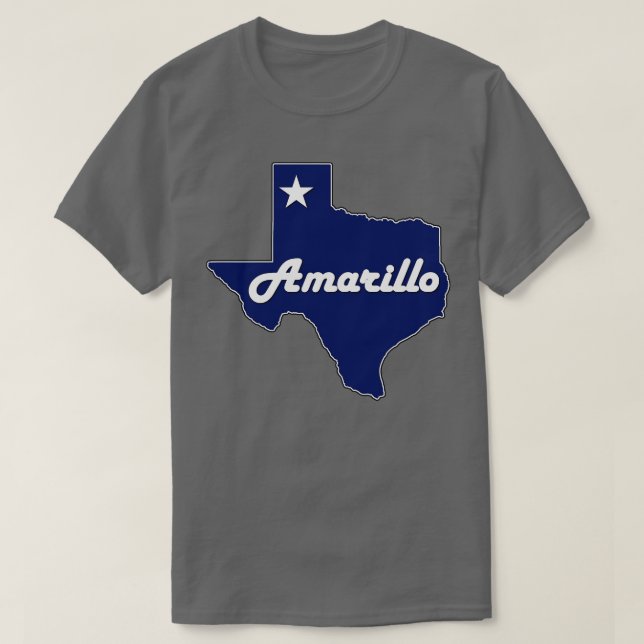 Amarillo Texas Navy Blue Lone State Map T-Shirt (Design Front)