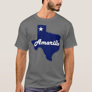 Amarillo Texas Navy Blue Lone State Map T-Shirt