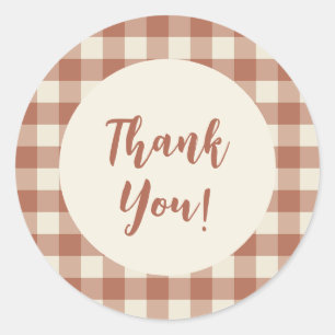 Amaro on Panna Cotta Gingham - plaid pattern. Classic Round Sticker