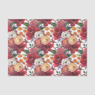 Amaryllis and Chrysanthemums Floral Pattern Tissue Paper