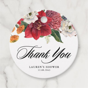 Amaryllis and Mums Bridal Shower Thank You Favour Tags