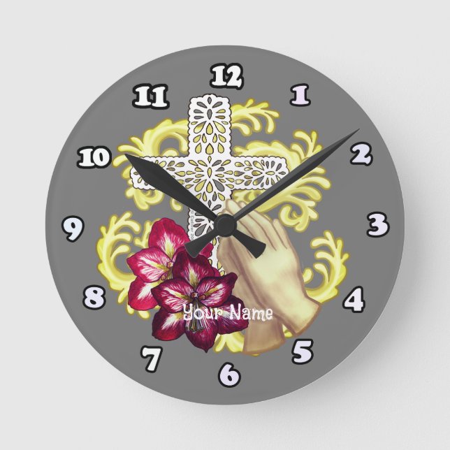 Amaryllis Cross  Round Clock (Front)