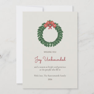 Amaryllis Crown Posy Wreath Family Christmas Card