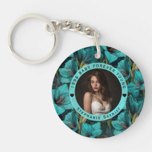 Amaryllis Floral 40Th Birthday Party Key Ring