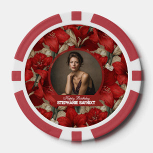Amaryllis Flower Surprise Birthday Beautiful Poker Chips