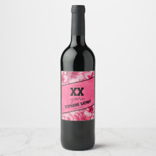 Amaryllis Inspired Happy Birthday Boho Wine Label