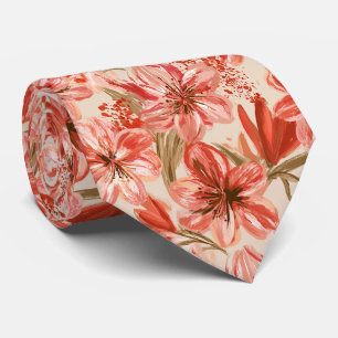 Amaryllis Pattern Anniversary Reception Wedding Tie