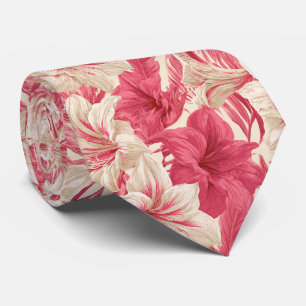 Amaryllis Pattern Bride Father Beach Wedding Tie