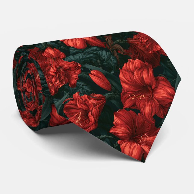 Amaryllis Pattern Bride Father Graduation Tie (Rolled)