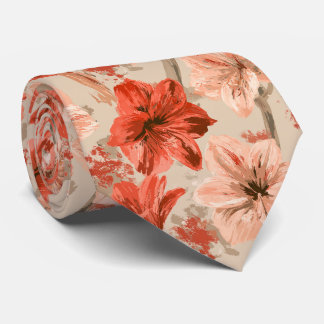 Amaryllis Pattern Businessman Boho Wedding Tie