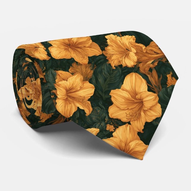 Amaryllis Pattern Husband Outdoor Wedding Tie (Rolled)