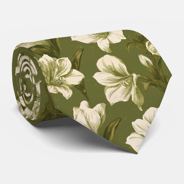 Amaryllis Pattern Uncle Wedding  Tie (Rolled)
