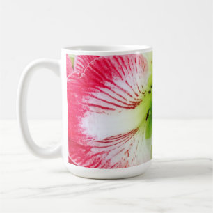 Amaryllis pink white colour gentle flower branch coffee mug